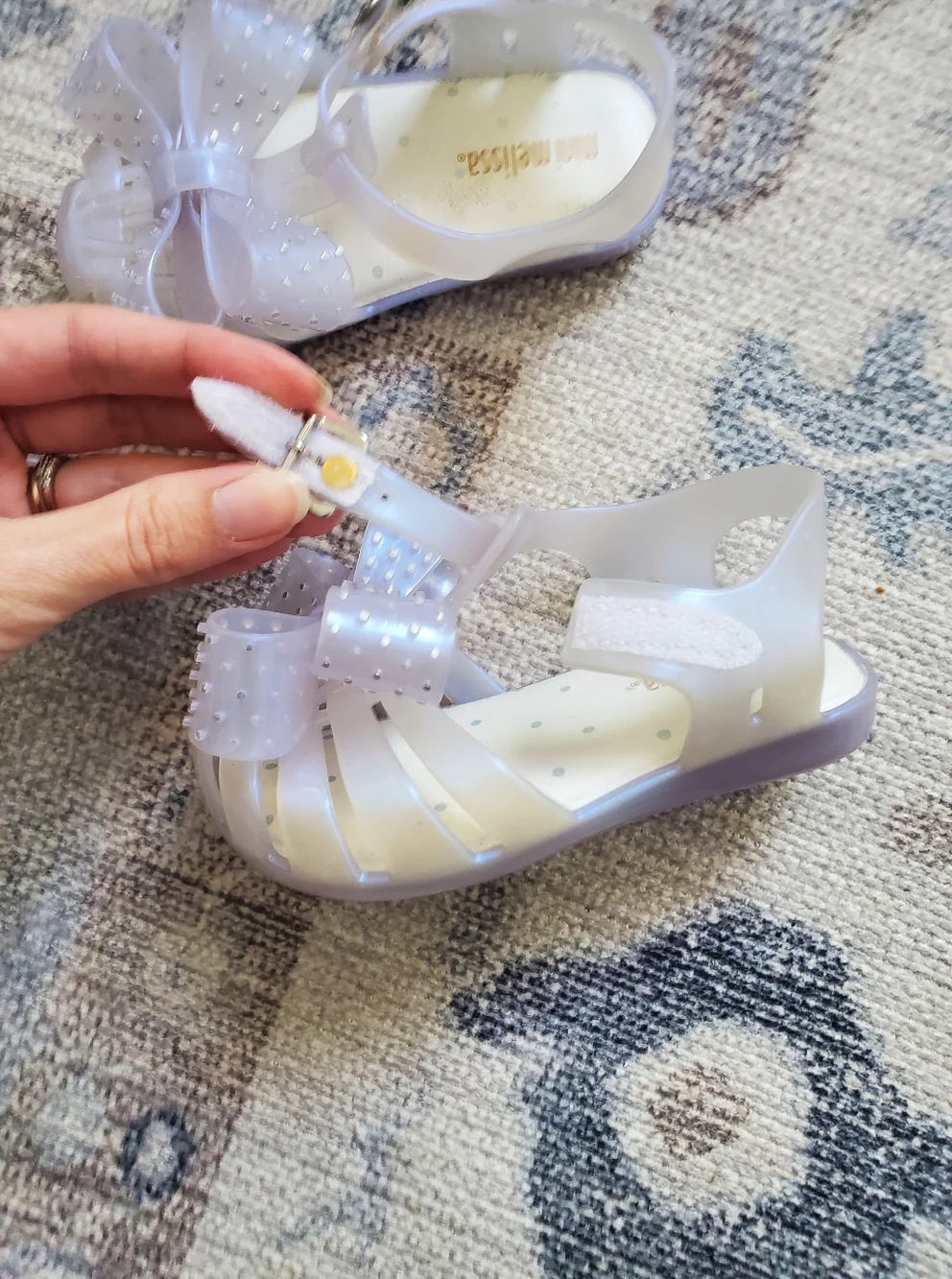 Mini Melissa Toddler Girls Irridescent Bow Sandals Shoes Sz7
